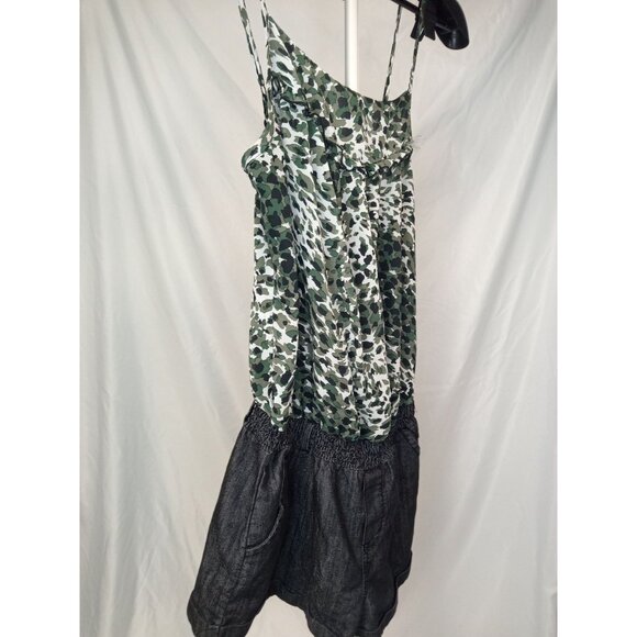 Blue Spice Junior's Black Green Cheetah Print Romper Size Medium - Picture 3 of 5